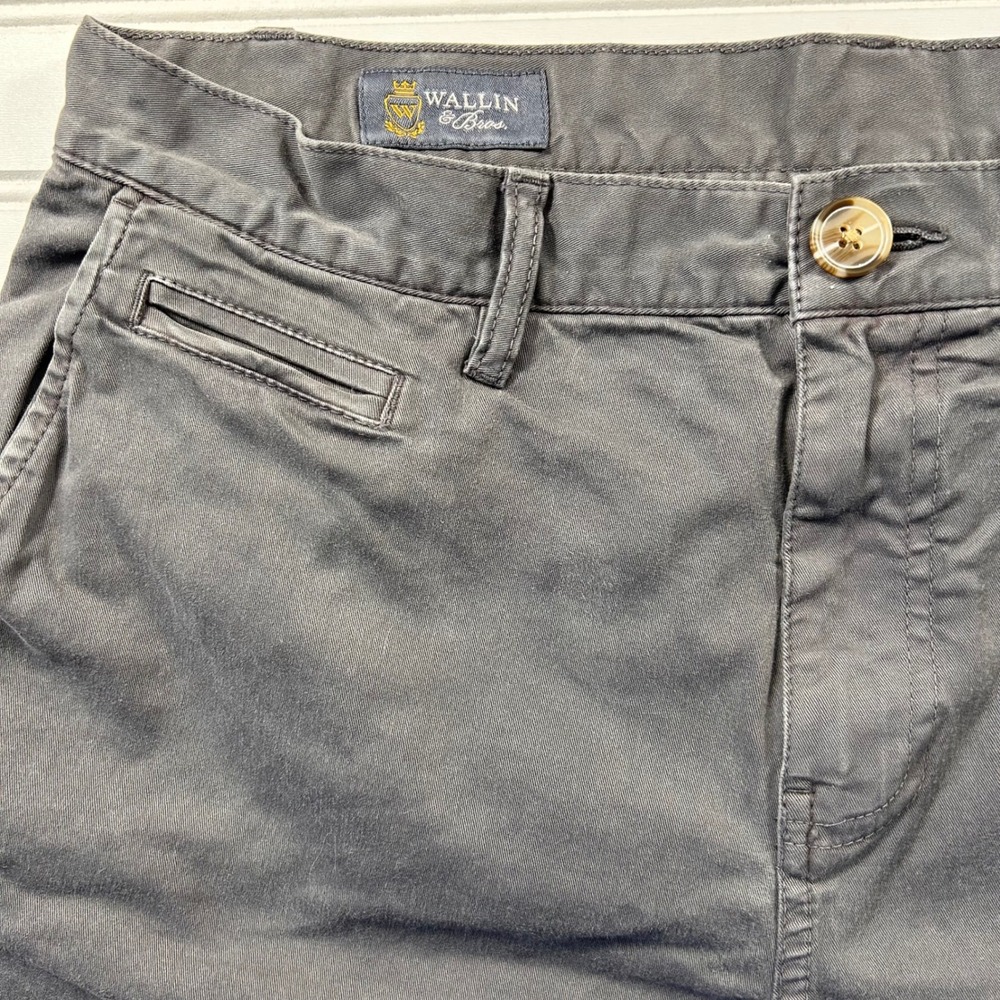 Wallin & Bros Chino Shorts Mens 33 Gray Stretch Flat Front WB407962MN